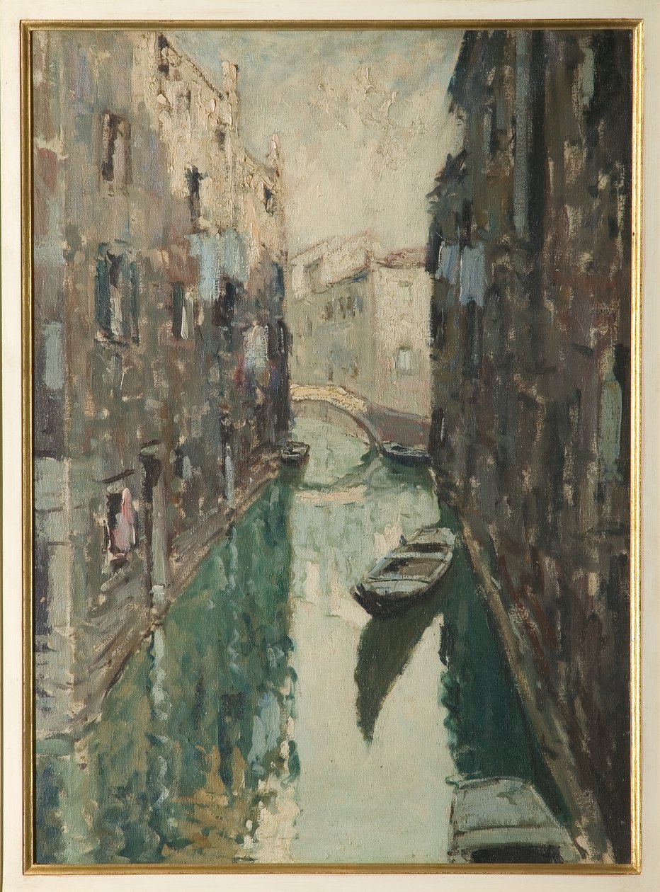 Venetiansk kanal (oliemaleri) af Giovanni Forghieri