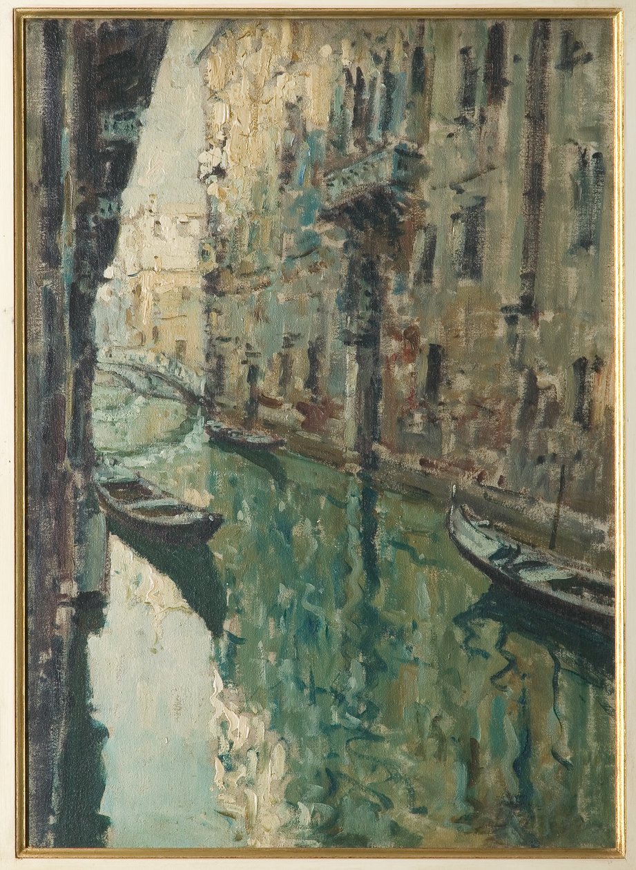 Venetiansk kanal (oliemaleri) af Giovanni Forghieri