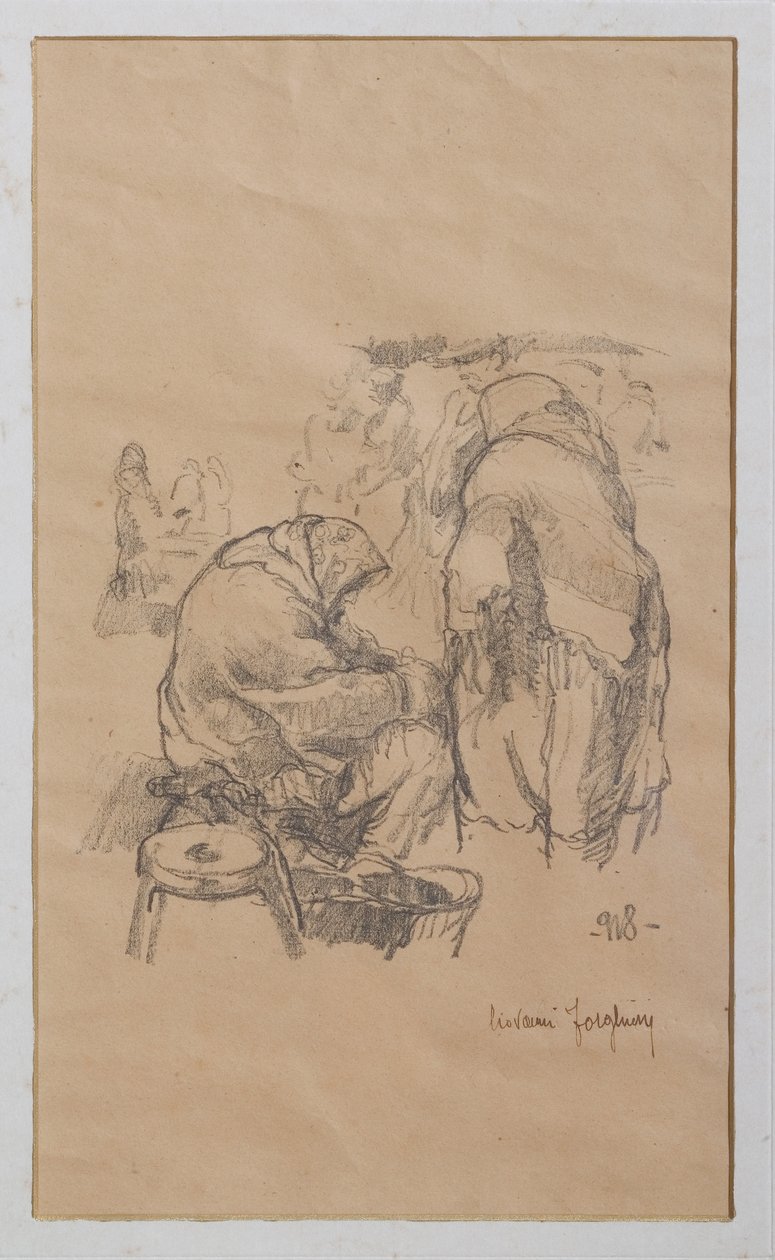Kvinder på markedet 1918 (litho) af Giovanni Forghieri
