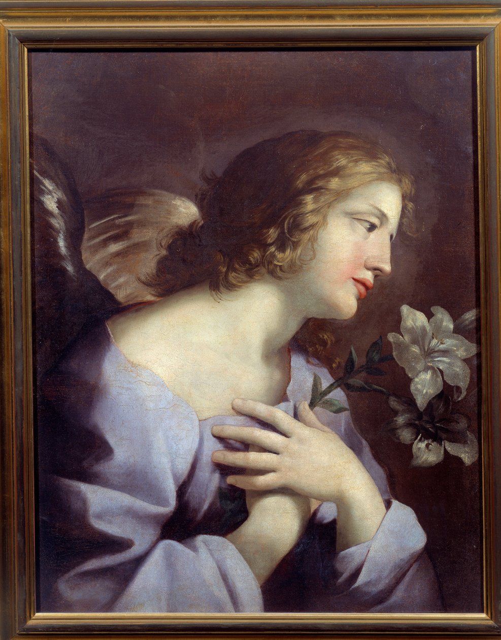 Bebudelsens engel. Maleri af Giovanni Romanelli (1610 - 1662) Ec. Italien. af Giovanni Francesco Romanelli