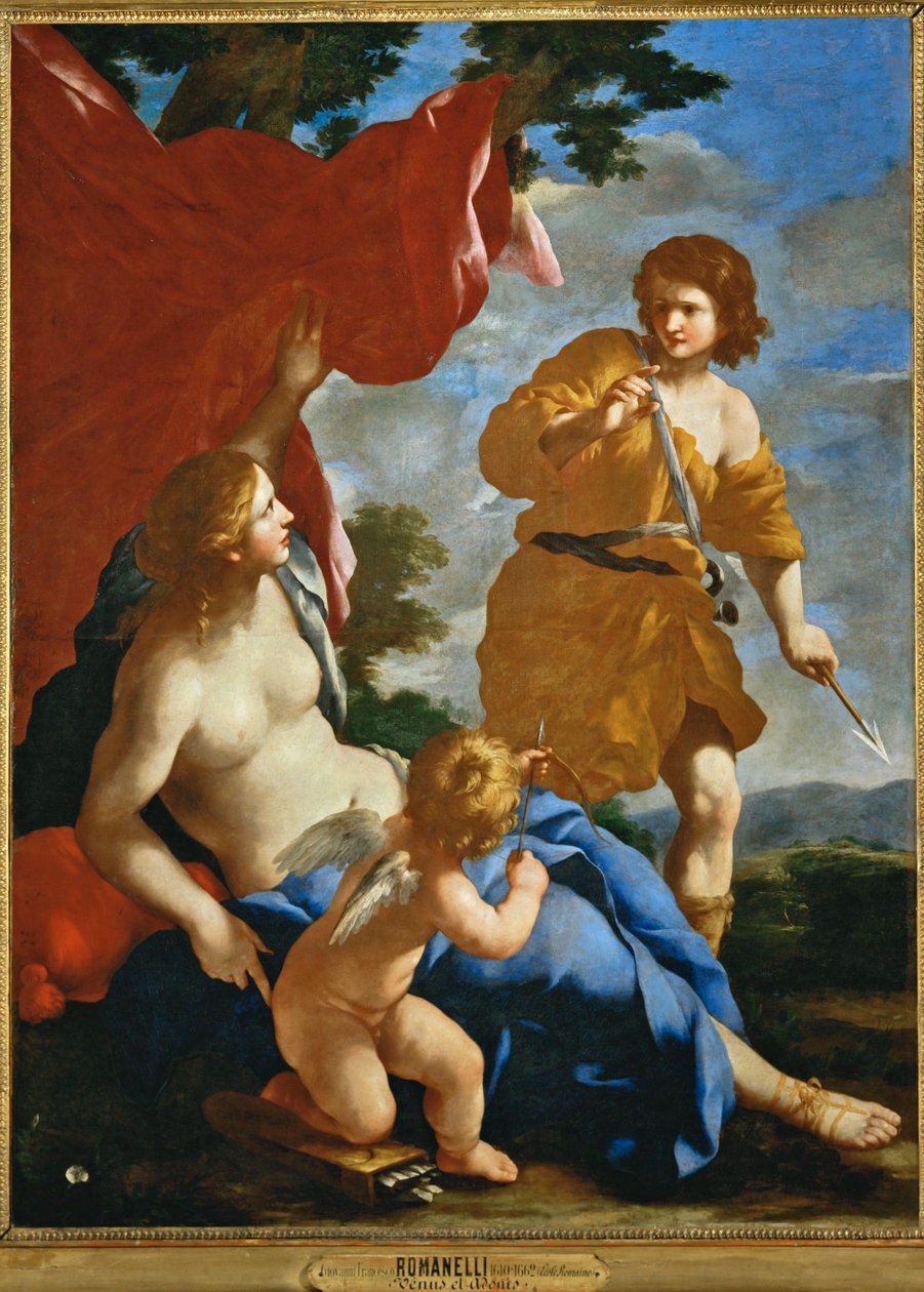 Venus og Adonis tager på jagt ... af Giovanni Francesco (1610 62) Romanelli