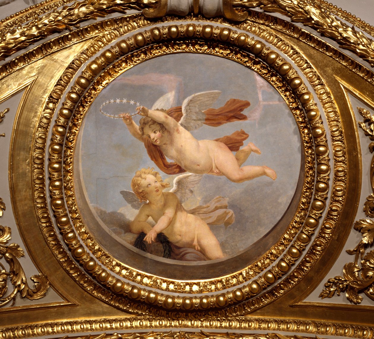 Kærlighed. Maleri af Giovanni Romanelli (1601-1662), der dekorerer loftet i Antonine Hall, soveværelse i sommerlejlighederne hos Dronning Anne af Østrig (1601-1666). Omkring 1655-1658. Paris, Louvre-museet. af Giovanni Francesco Romanelli