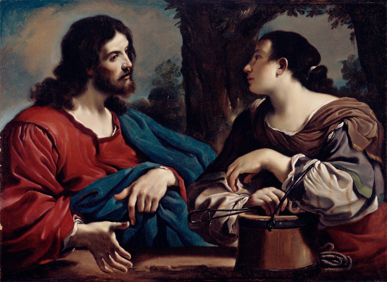 Kristus og kvinden i Samaria, ca. 1620 af Giovanni Francesco Barbieri