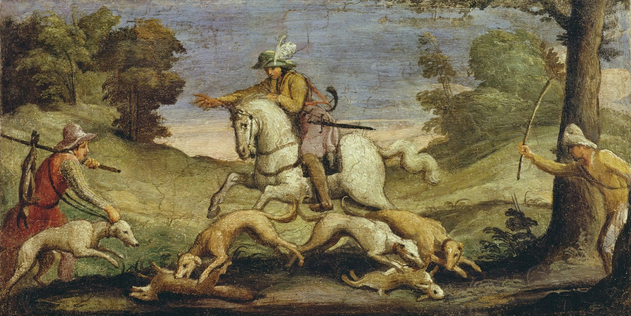 Jagt på harer, 1615 af Giovanni Francesco Barbieri