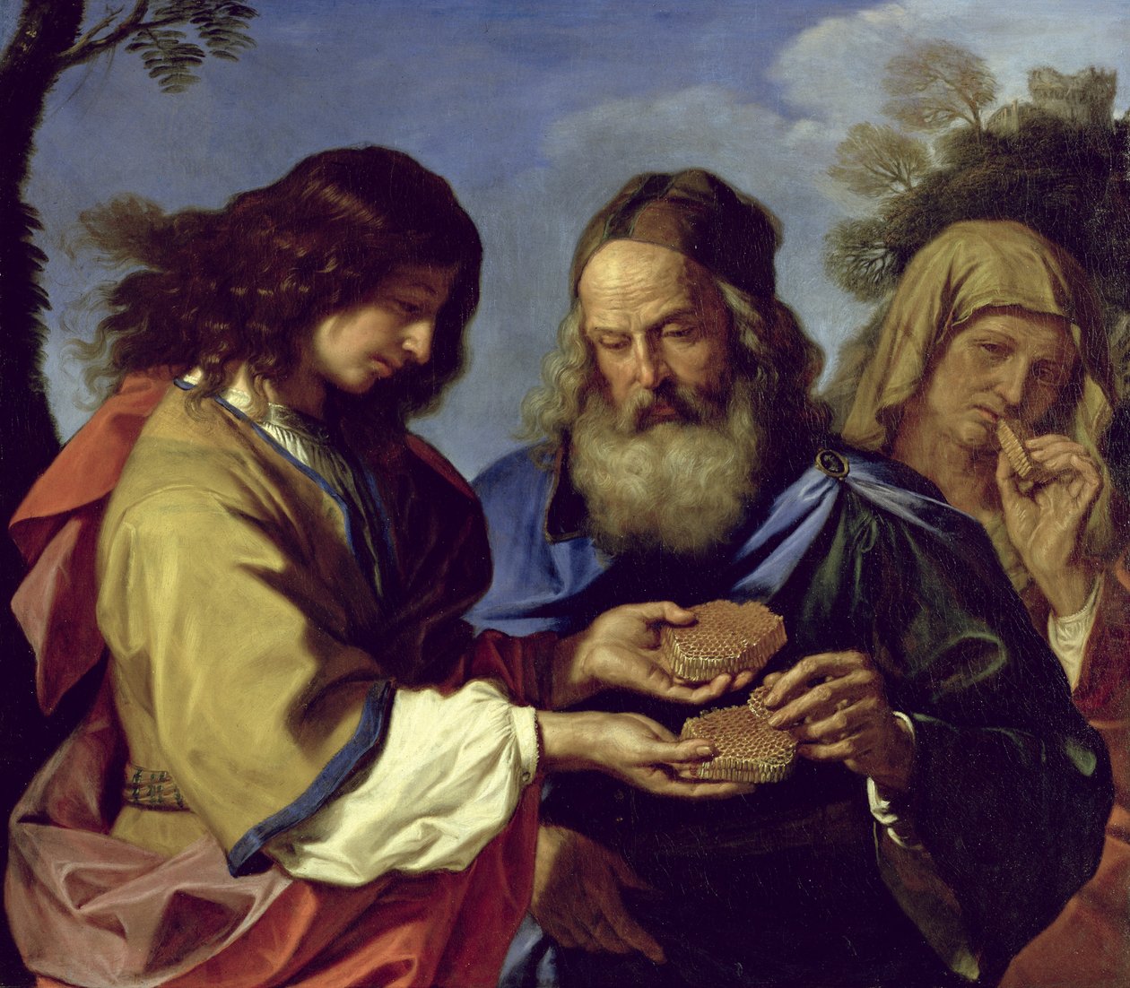 Samson tilbyder sine forældre en honningkage af Giovanni Francesco Barbieri