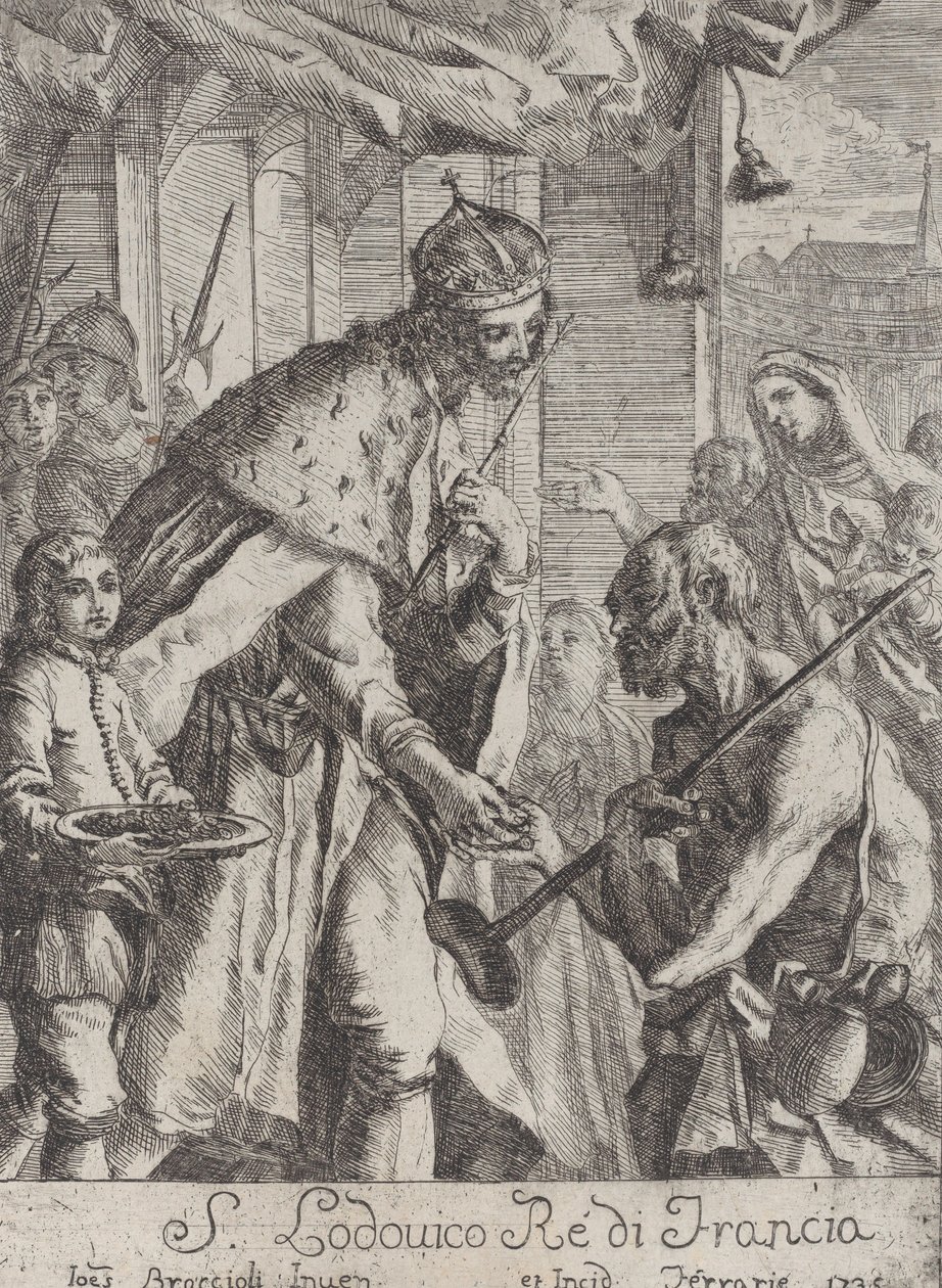 Saint Louis giver almisse til de fattige, 1735. af Giovanni Francesco Braccioli