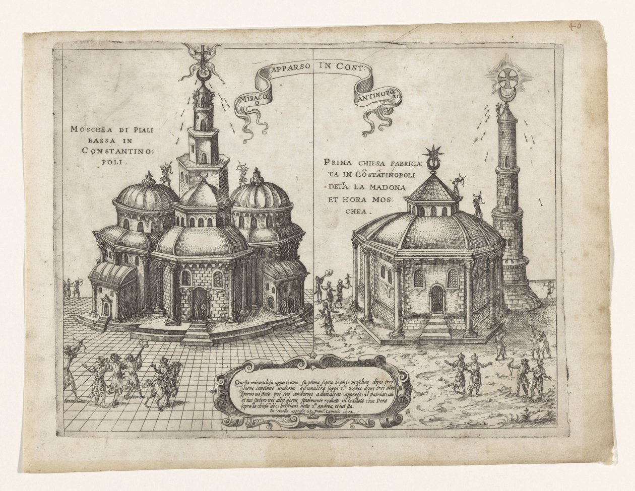 Det kristne mirakel skete i Konstantinopel Miracolo apparso i Costantinopolis (titel på objekt) af Giovanni Francesco Camocio