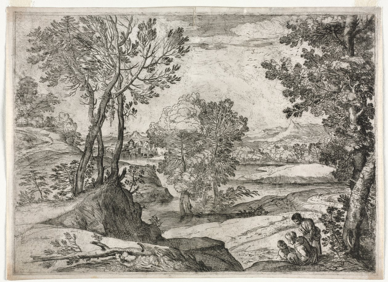 Landskab med en familie, 1643. af Giovanni Francesco Grimaldi