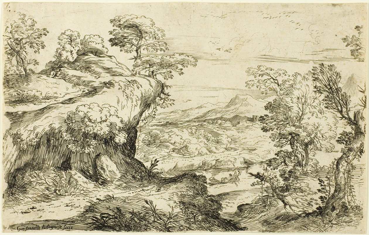 To mænd på en bjergtop af Giovanni Francesco Grimaldi