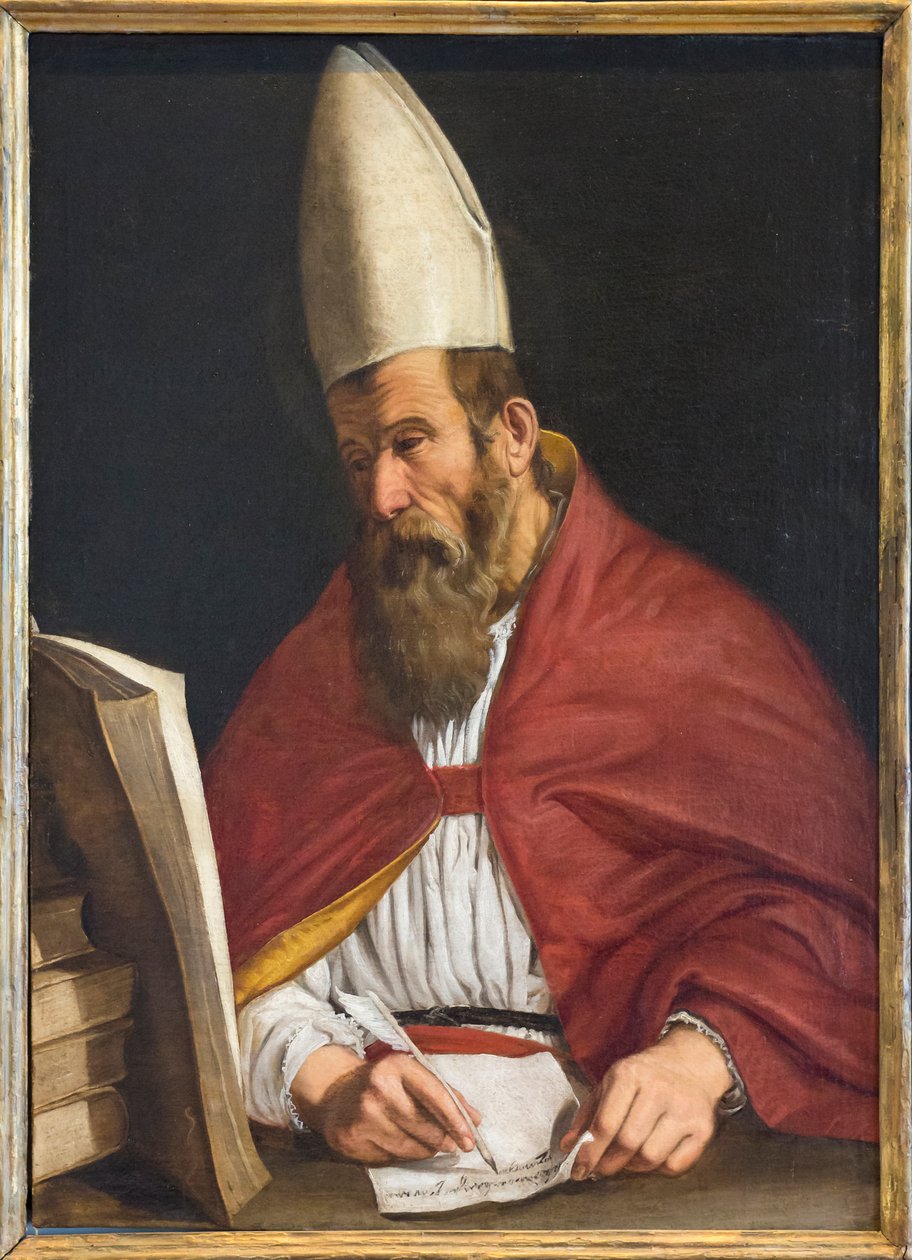 Kanoniseret biskop, muligvis St. Augustin af Giovanni Francesco Guerrieri