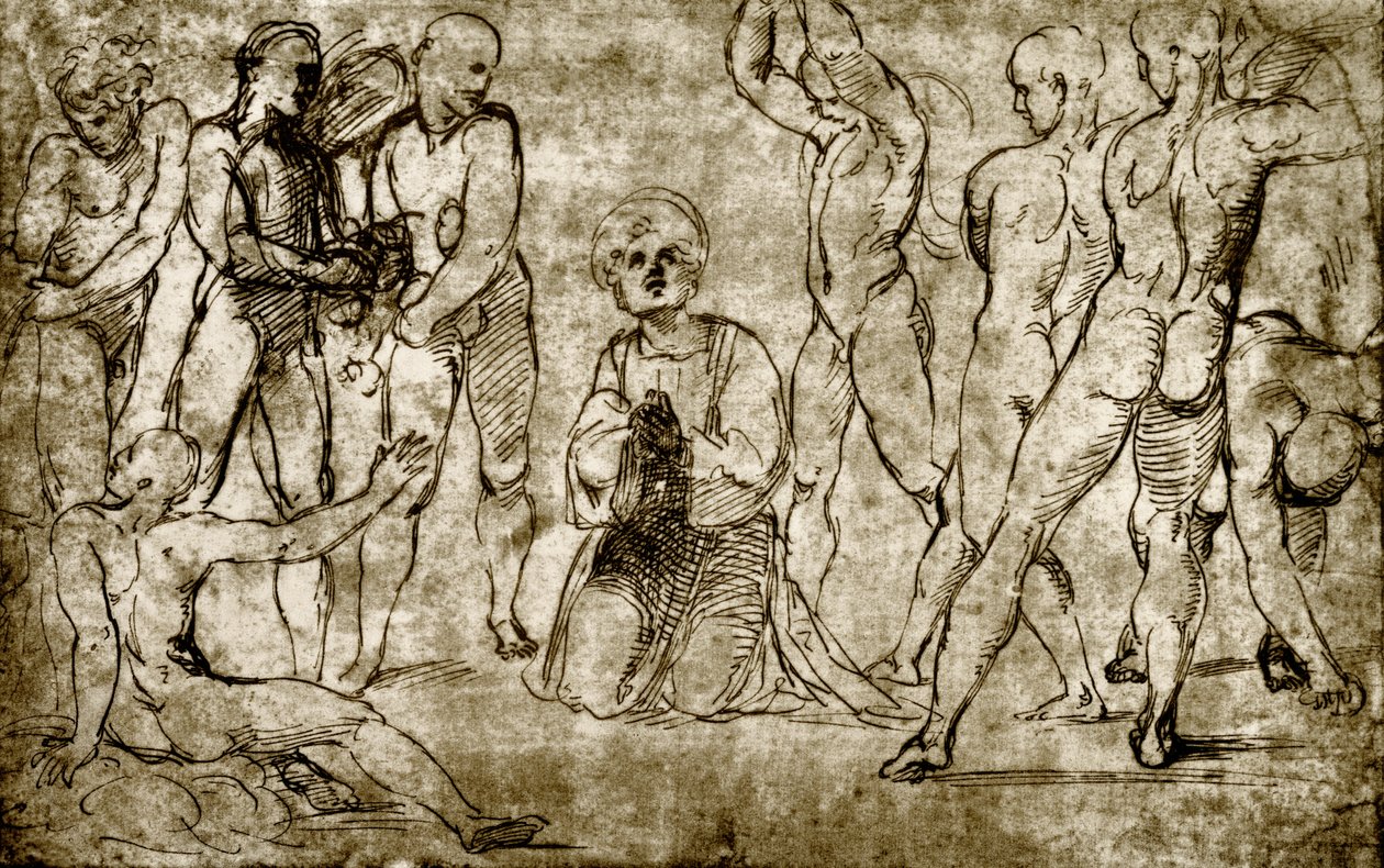 Stening af St. Stephen af Giovanni Francesco Penni