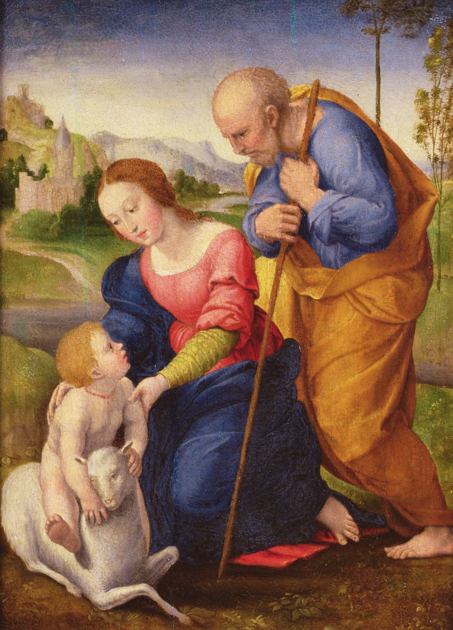 Den hellige familie med Lammet af Giovanni Francesco Penni
