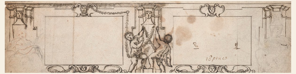 Projekt for udskårne paneler af Giovanni Francesco Romanelli