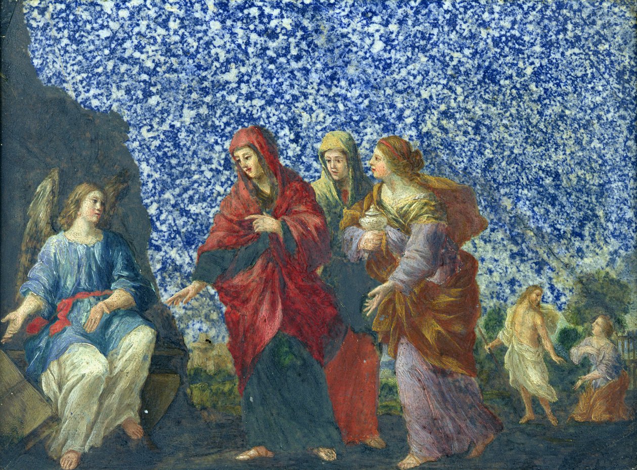 De hellige kvinder ved graven (olie på marmor) af Giovanni Francesco Romanelli