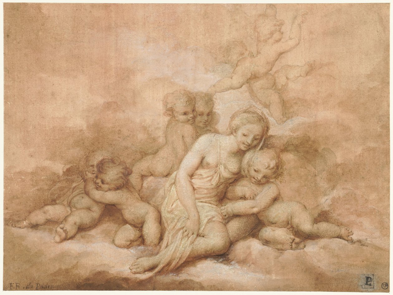 Kvinde med børn af Giovanni Francesco Romanelli