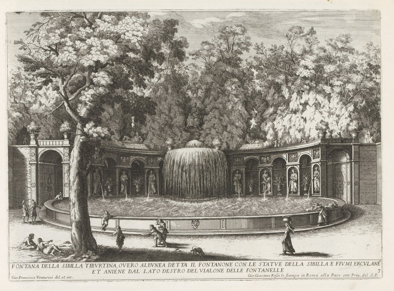 Ovato Fountain in the gardenen van de Villa d