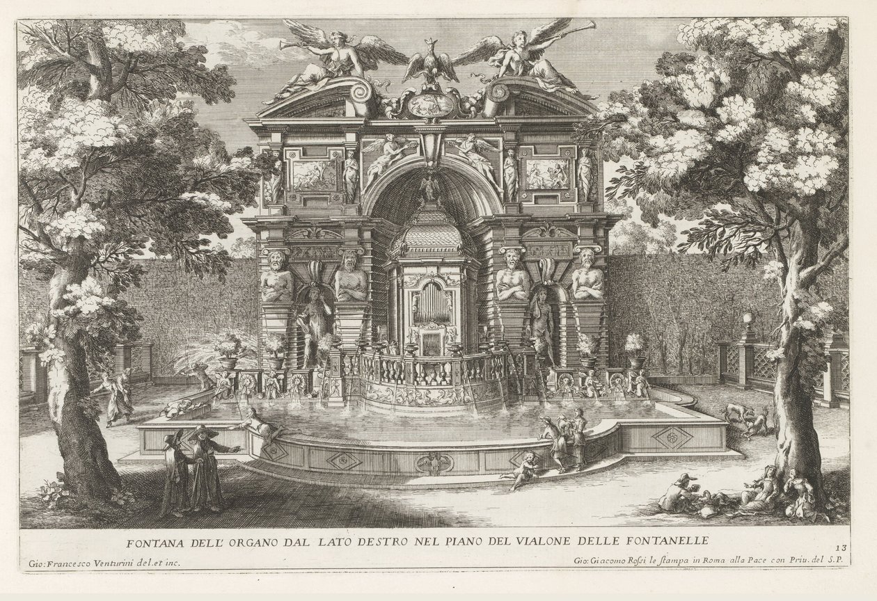 Fontein met hydraulisk orgel i de tuinen van de Villa d