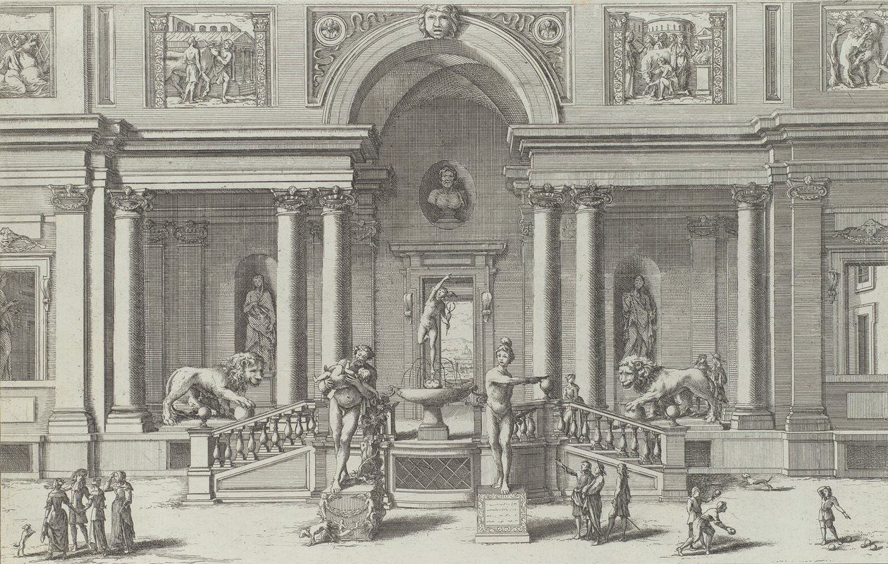 Kviksølvfontæne i Villa Medici...s have, 1691 eller senere. af Giovanni Francesco Venturini