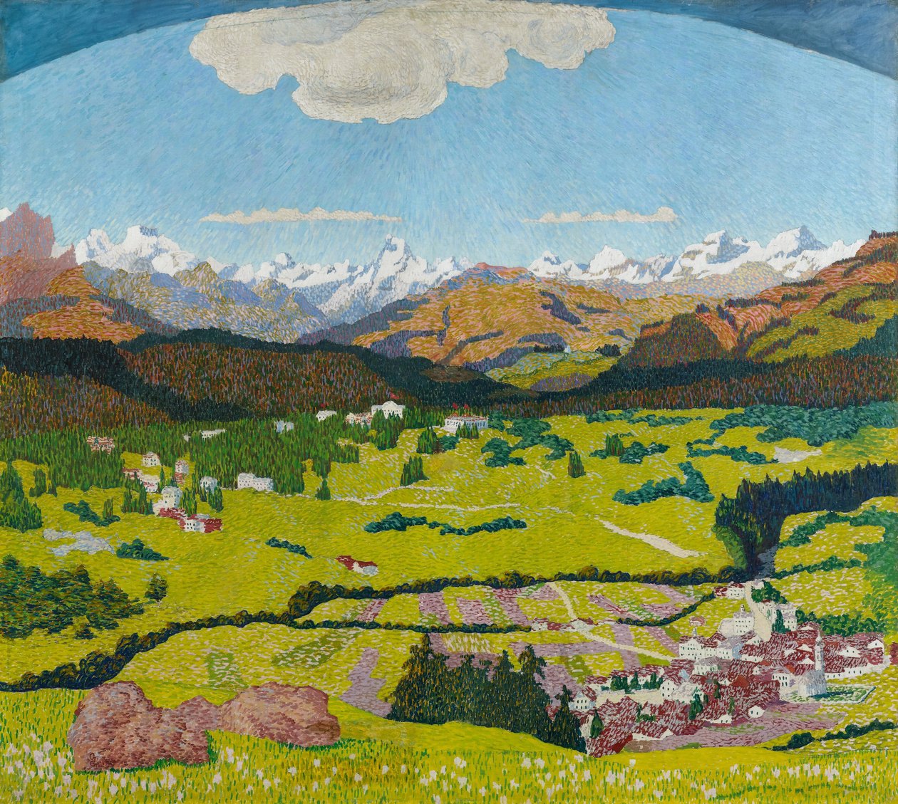 Panorama af Flims. Triptykon, centralt panel, 1904. af Giovanni Giacometti
