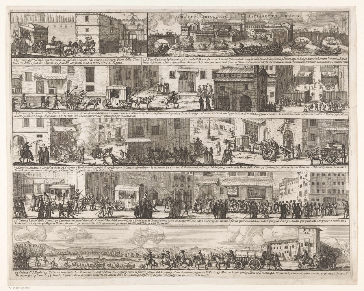 Mario Chigi ankommer til Rom, hvor pesten hersker Pesten i Rom 1656-1657 (serietitel) af Giovanni Giacomo de