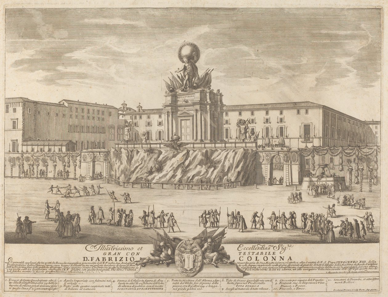 Janus-templet, til "Chinea"-festivalen af Giovanni Girolamo Frezza after Alessandro Specchi