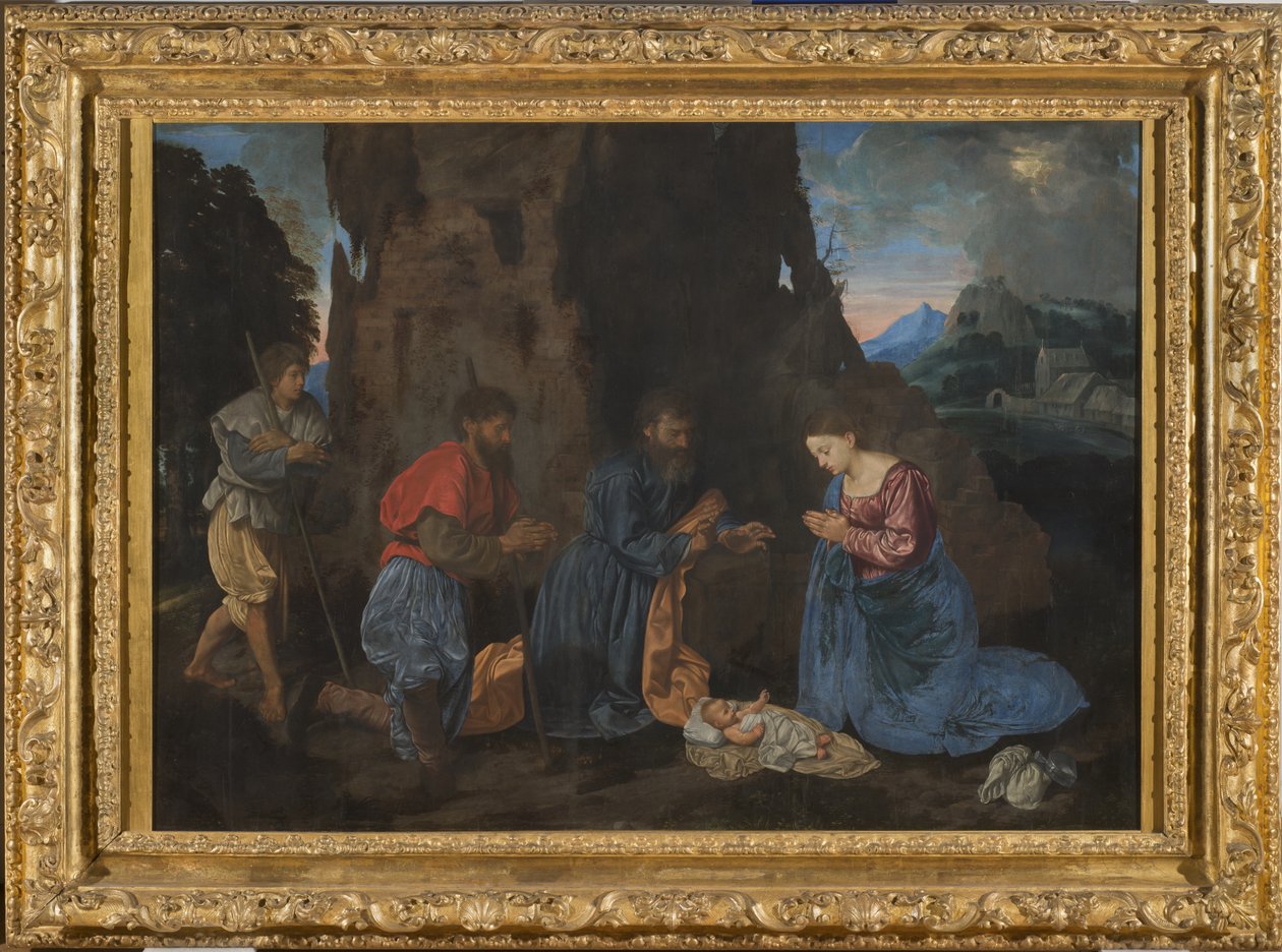 Tilbedelse af hyrderne, ca. 1522-23 (olie på panel) af Giovanni Girolamo Savoldo