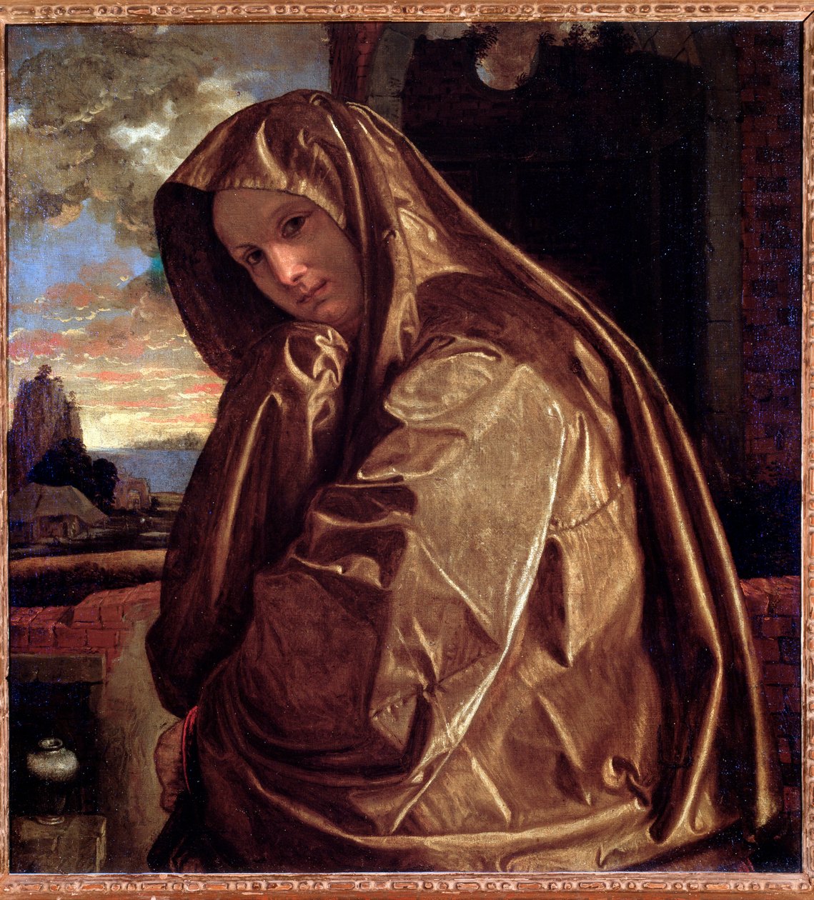Repræsentation af Saint Mary Magdalene Maleri af Giovan Gerolamo Savoldo (ca. 1480-efter 1548) 1535-1540 Dim 84 x 77,5 cm Firenze, Palazzo Pitti, Coll Contini-Bonacossi af Giovanni Girolamo Savoldo