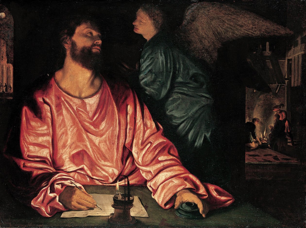 Saint Matthew and the Angel, ca. 1534 (olie på lærred) af Giovanni Girolamo Savoldo