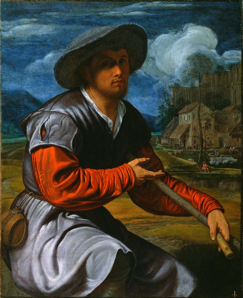 Hyrde med fløjte, ca. 1525 (olie på lærred) af Giovanni Girolamo Savoldo