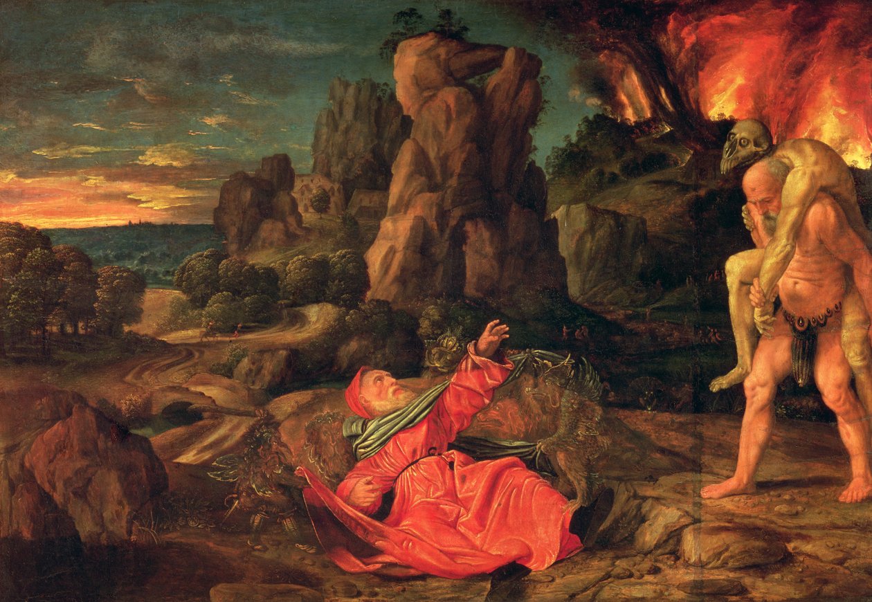 The Temptation of St. Anthony, ca. 1530 (olie på træ) af Giovanni Girolamo Savoldo