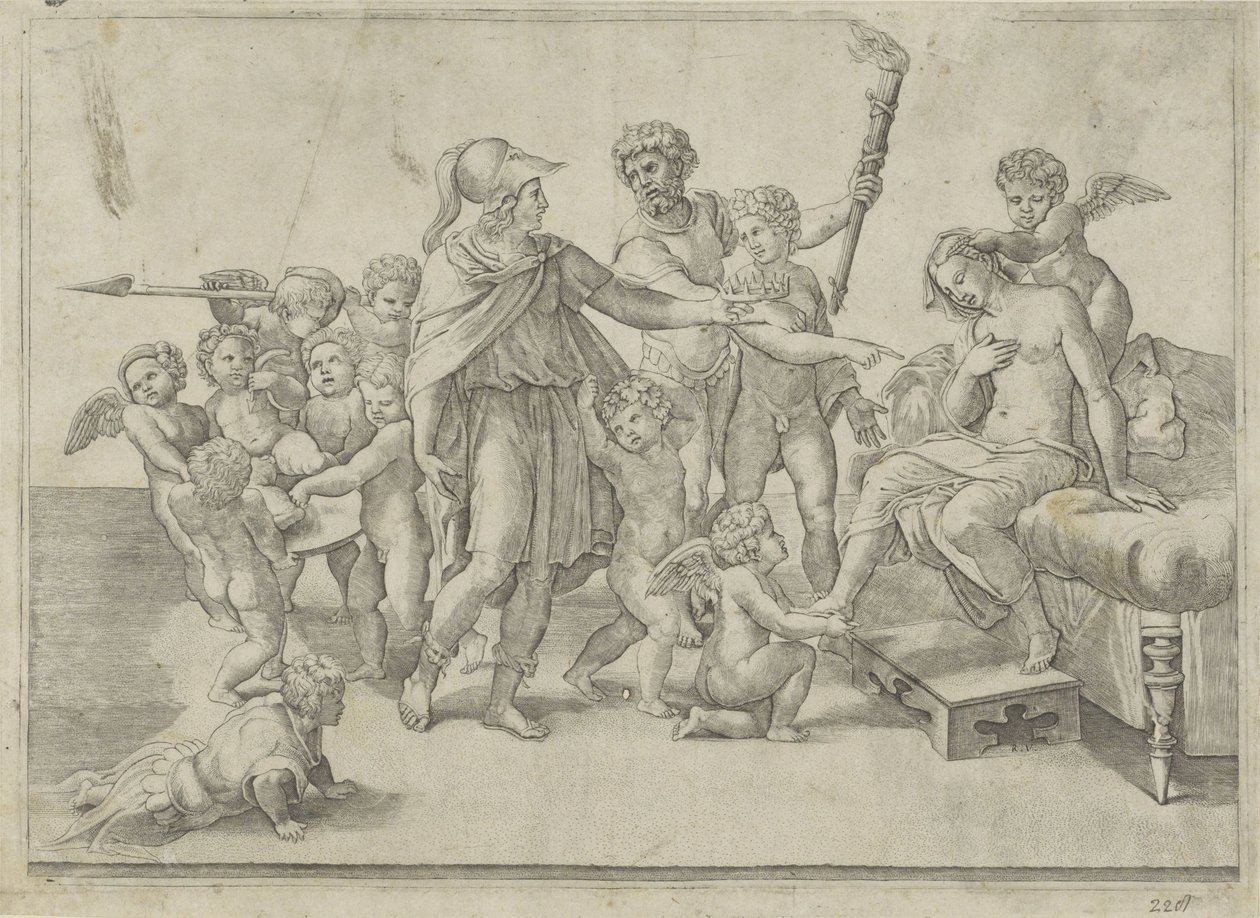 Bryllup af Alexander og Roxana af Giovanni Jacopo Caraglio (attributed to)