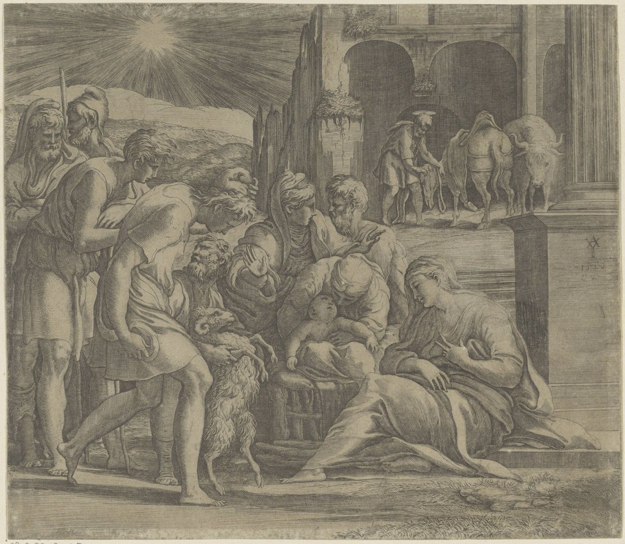 Tilbedelse af hyrderne af Giovanni Jacopo Caraglio
