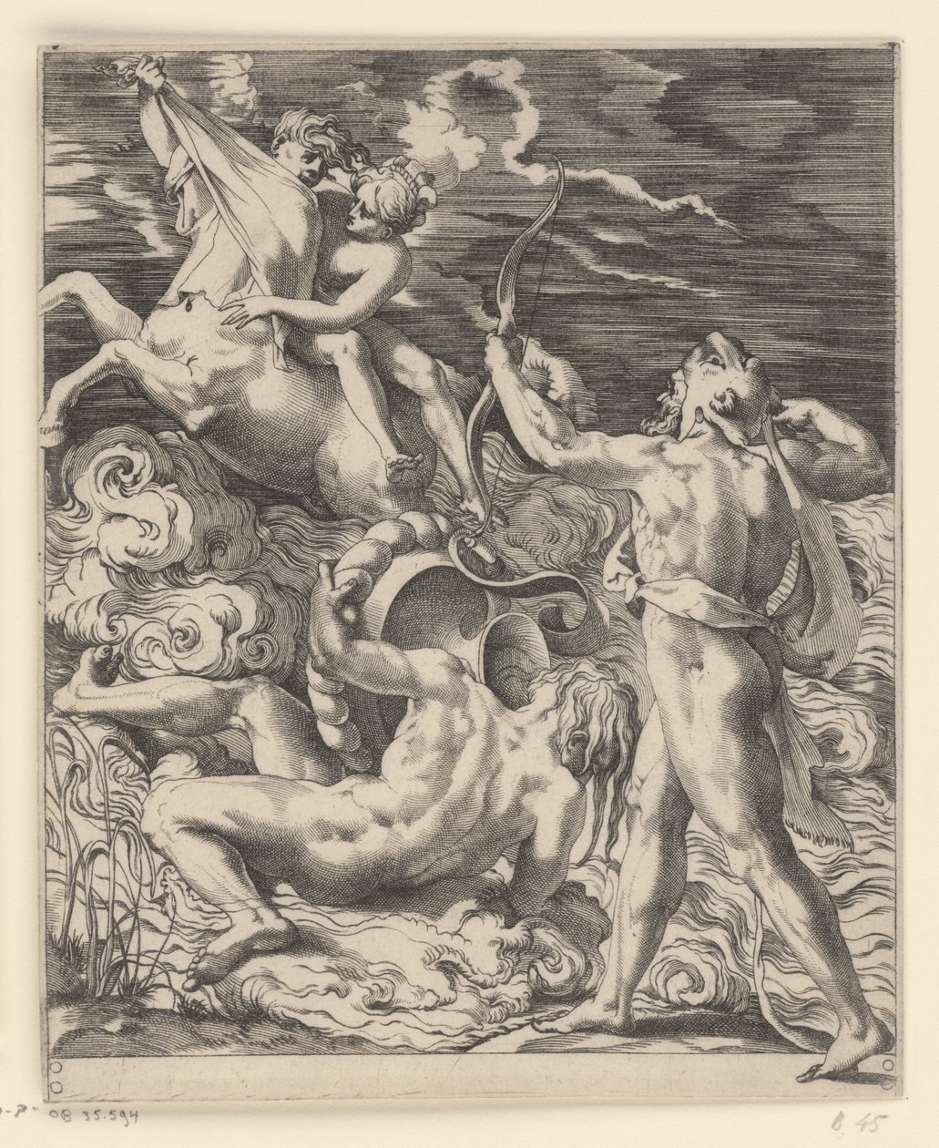 Herkules dræber kentauren Nessus Scener med Hercules (serietitel) af Giovanni Jacopo Caraglio