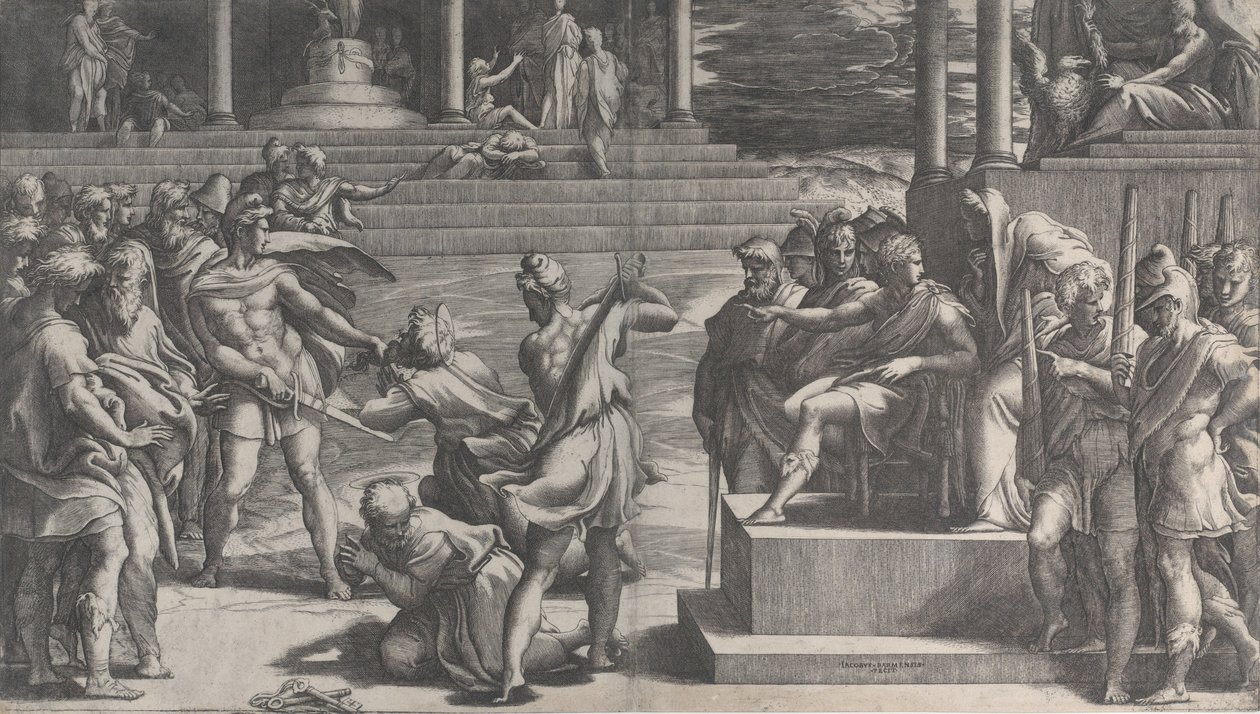 Sankt Pauls martyrium og Sankt Peters fordømmelse, 1524-27. af Giovanni Jacopo Caraglio