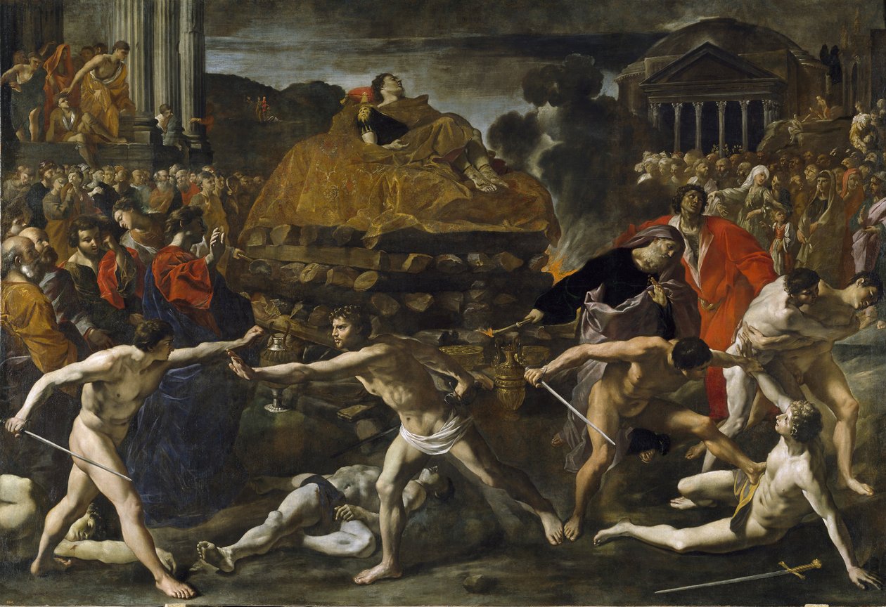 ""Begravelsesceremoni af en romersk kejser"" Ligbrændingsmaleri af Giovanni Lanfranco (1582-1647) Circa 1636 Prado Museum Madrid af Giovanni Lanfranco