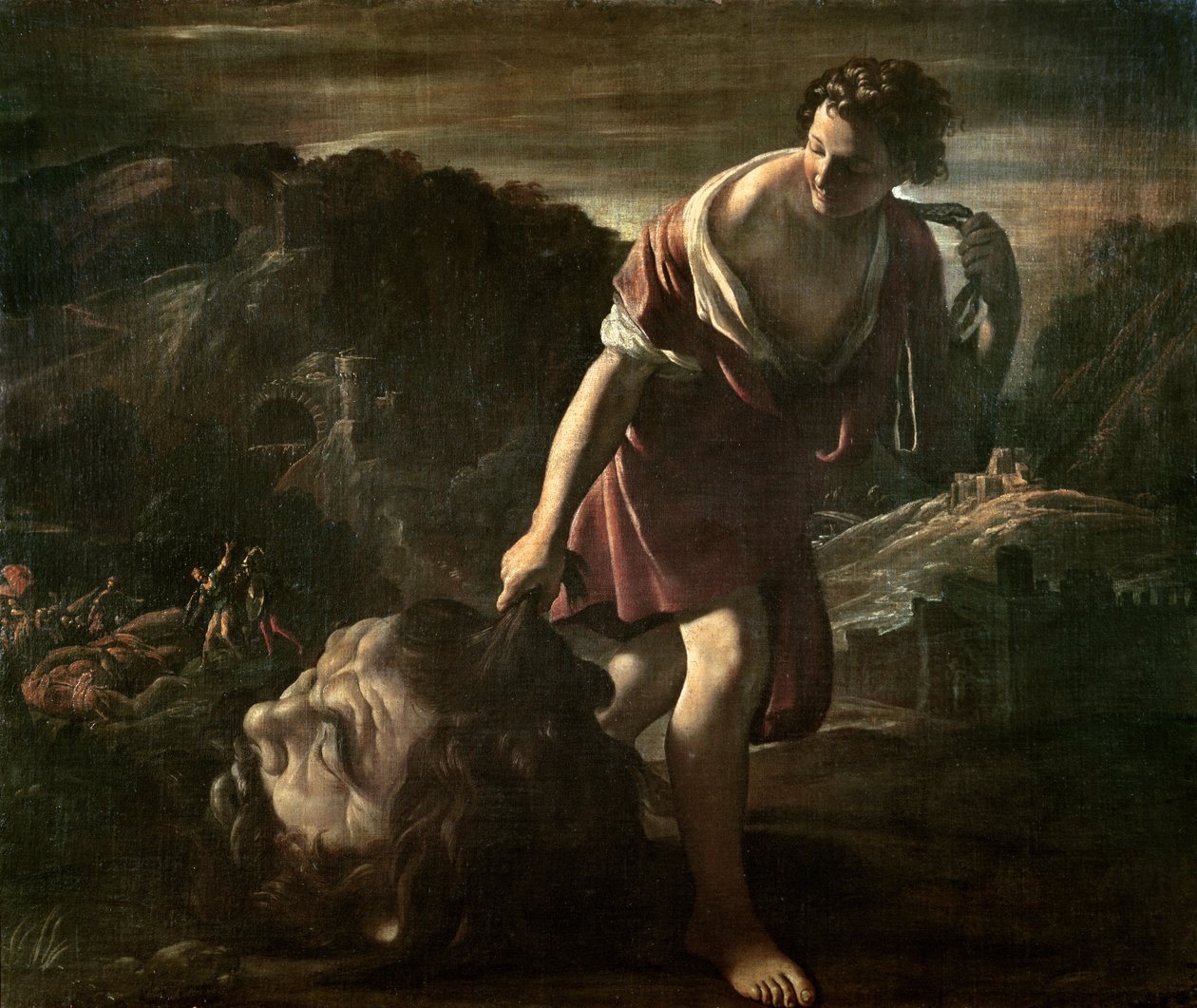 David trækker i Goliats hoved af Giovanni Lanfranco