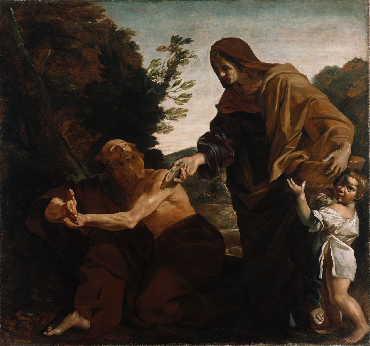 Elias modtager brød fra enken i Zarefat, 1621-24 af Giovanni Lanfranco