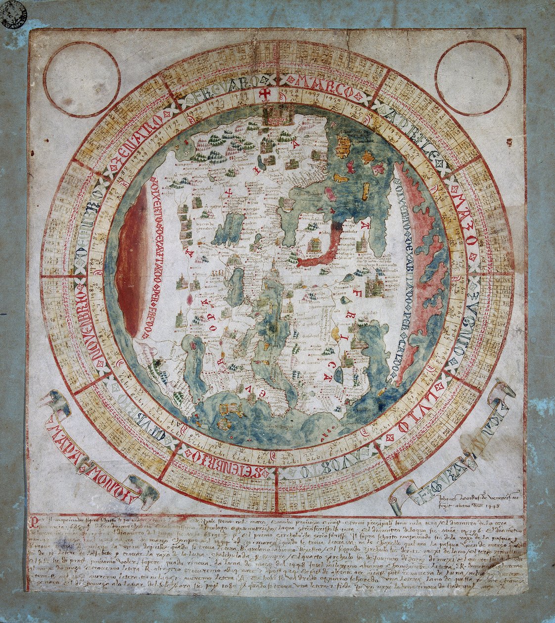 Verdenskort, illumination af Giovanni Leardo, Biblioteca Civica Bertoliana, Vicenza af Giovanni Leardo
