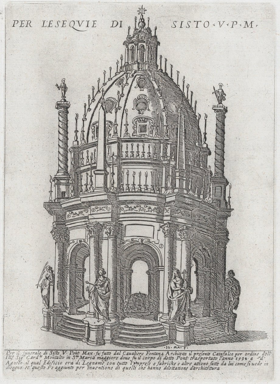 Katafal for pave Sixtus V, 1591. af Giovanni Maggi