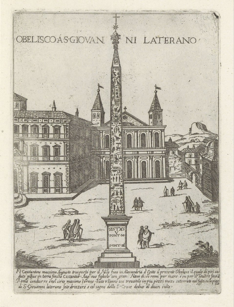 Lateran Obelisk bag St. John Lateran i Rom Obelisco a S. Giovanni Laterano (titel på objektet) Moderne og antikke monumenter og bygninger i Rom (serietitel) Ornamenti di fabriche antichi et moderni dell