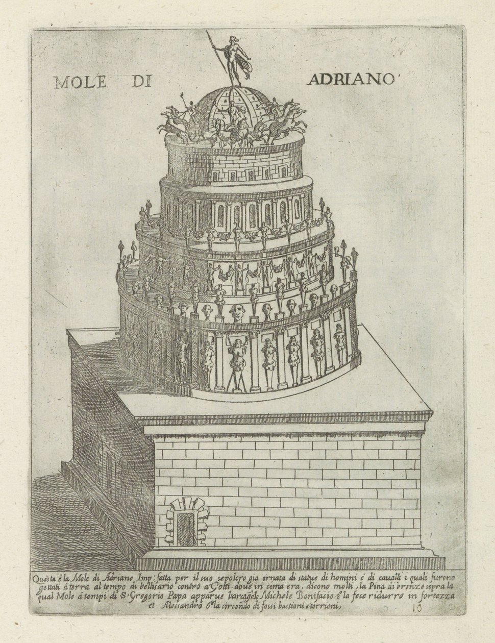 Hadrians mausoleum Mole di Adriano (titel på objekt) Moderne og antikke monumenter og bygninger i Rom (serietitel) Ornamenti di fabriche antichi et moderni dell