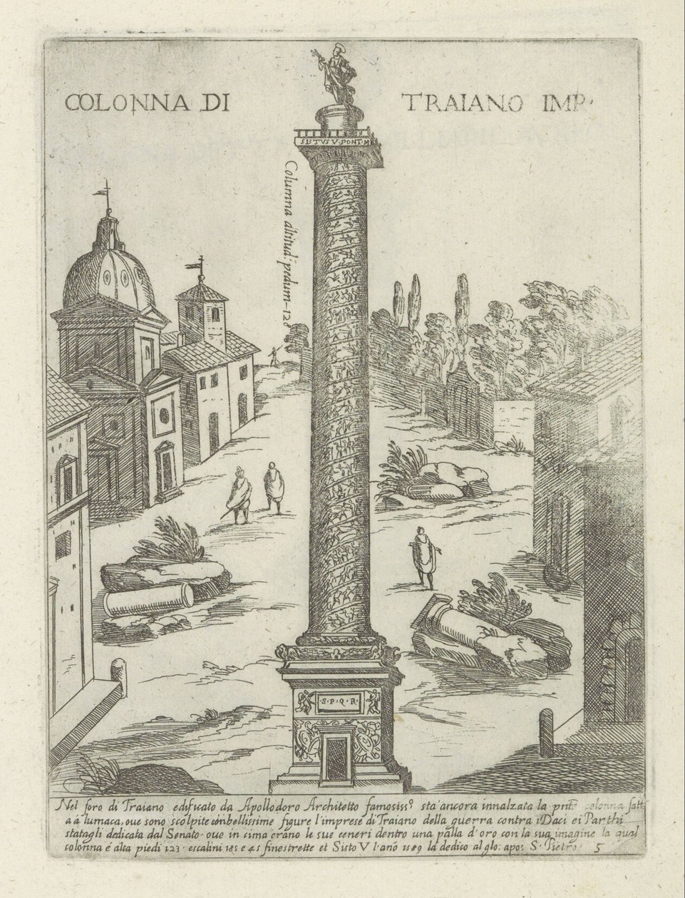 Trajans søjle i Rom Colonna di Traiano imp. (titel på objekt) Moderne og antikke monumenter og bygninger i Rom (serietitel) Ornamenti di fabriche antichi et moderni dell