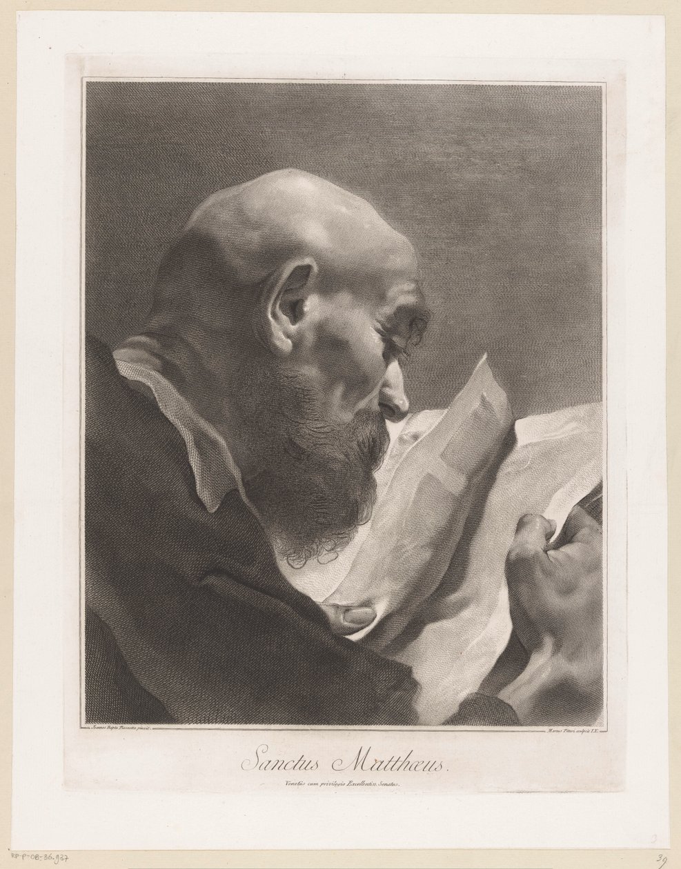Apostlen Matthæus Sanctus Matthaeus (titel på objekt) Apostle (serietitel) af Giovanni Marco Pitteri