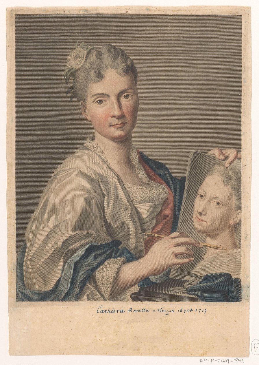 Portræt af kunstneren Rosalba Carriera Portrætter af kunstnere (serietitel) af Giovanni Marco Pitteri