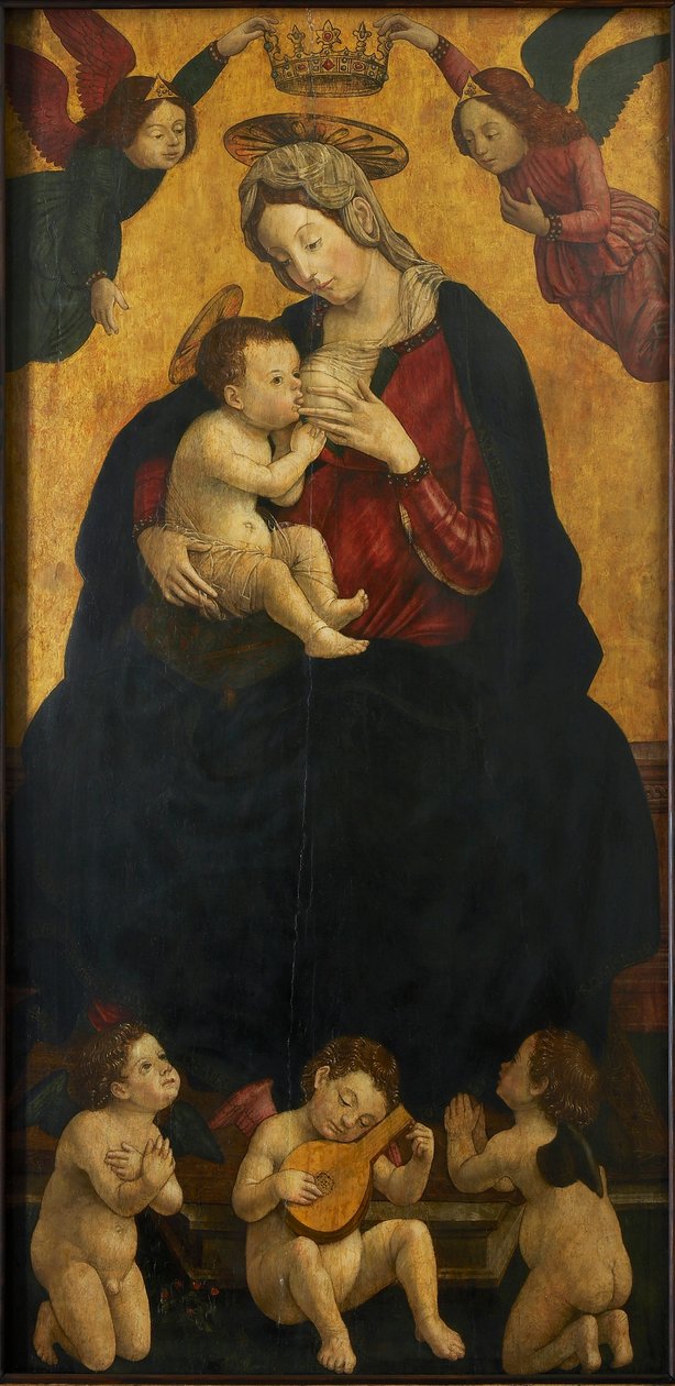 Madonna of the Milk med musikskabende engle, 1490-1500. af Giovanni Martino Spanzotti