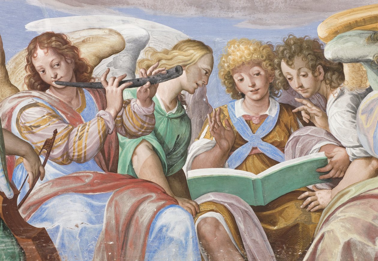 Engle, der synger og spiller (detalje af 3496733) af Giovanni Mauro della Rovere