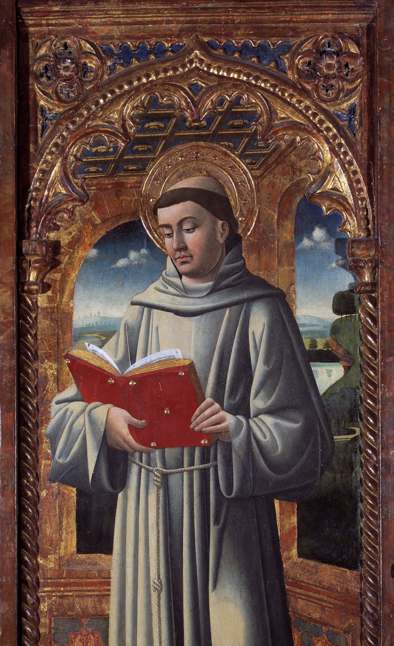 Fødsel og helgener, detaljer (Maleri af Giovanni Mazone