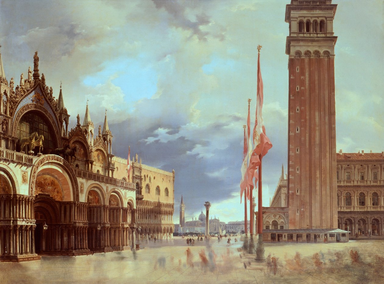 Piazza San Marco (Markuspladsen), af Giovanni Migliara (1785-1837) af Giovanni Migliara