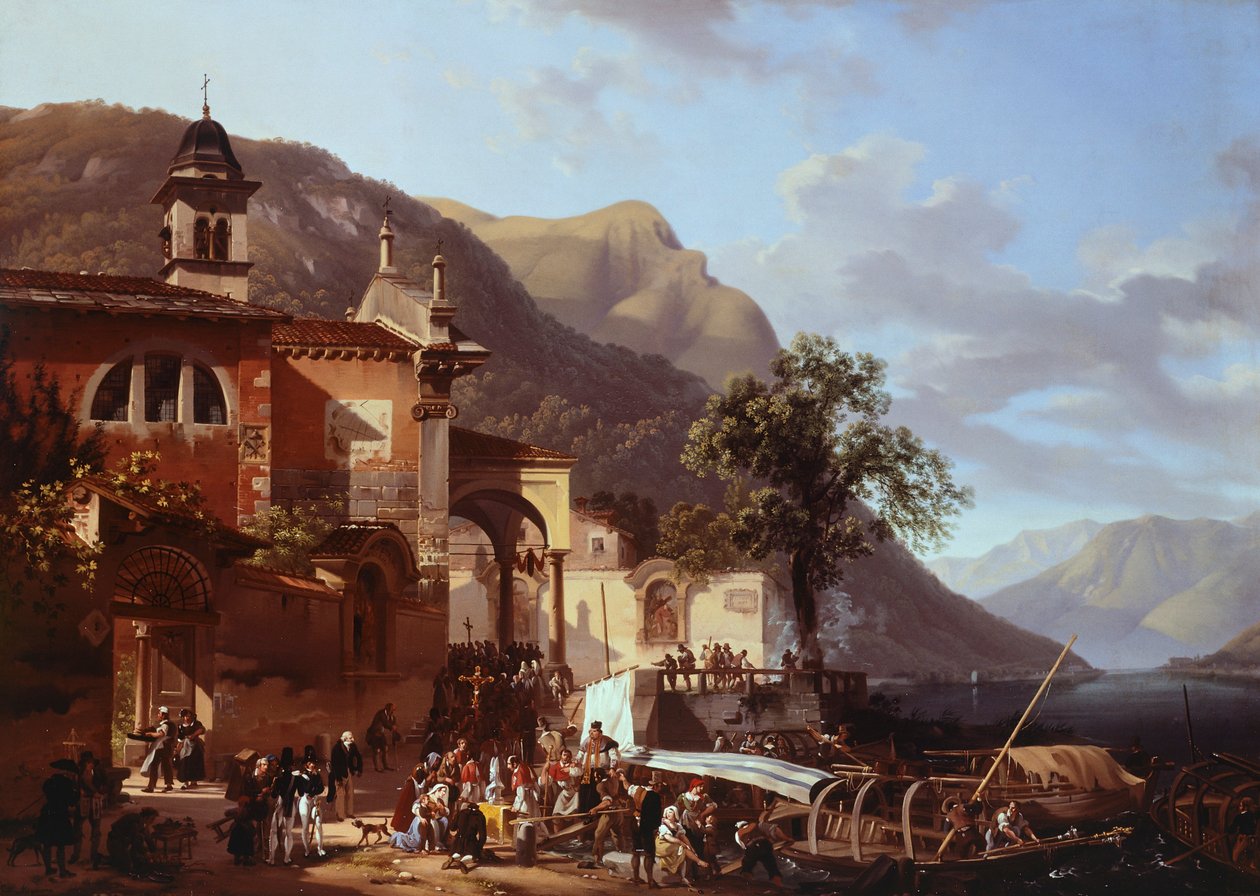 Procession på søbredden, Giovanni Migliara (1785-1837) af Giovanni Migliara
