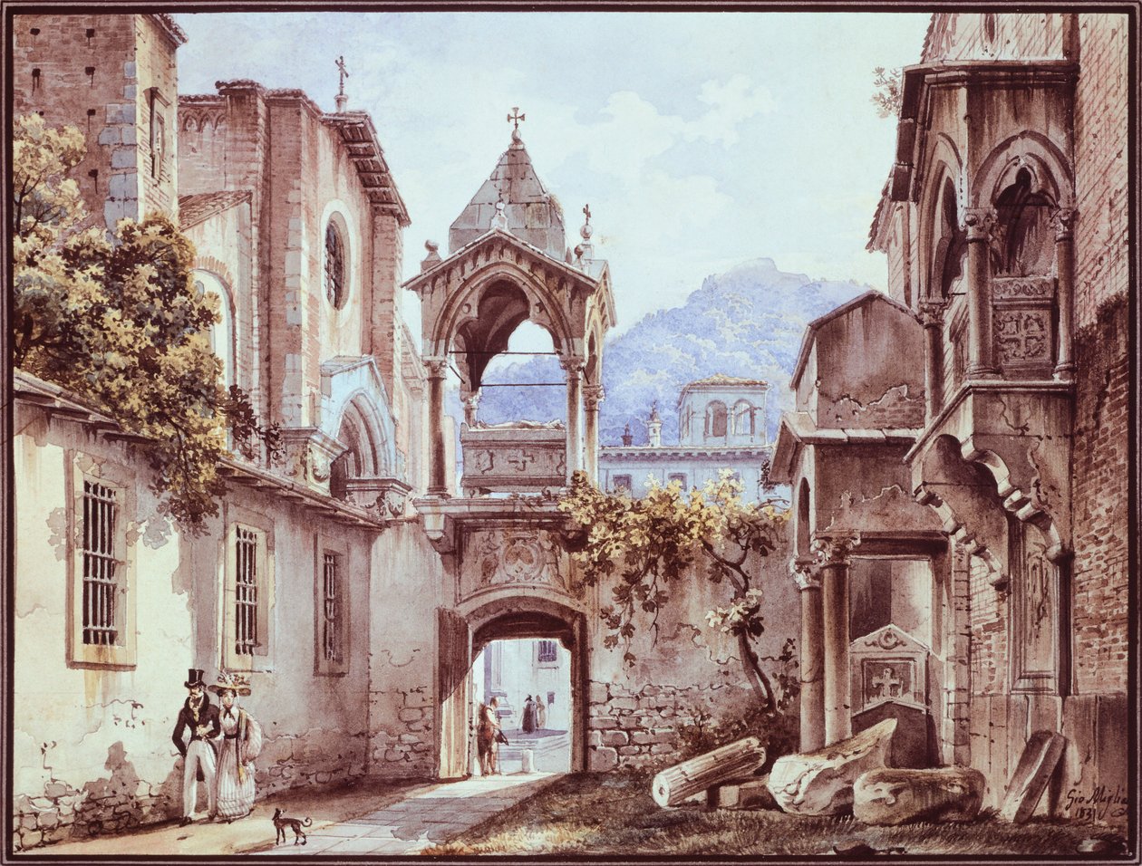 Gården til San Giorgetto i Verona, Giovanni Migliara (1785-1837) af Giovanni Migliara